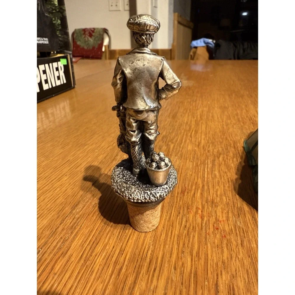 Vintage Golf Pewter-Style Wine Bottle Stoppers Set of 3 Metal Cork‎ Barware